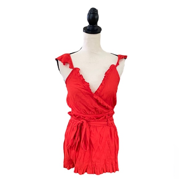SHEIN Other - Ruffle Trim Wrap Top and Matching Shorts Set